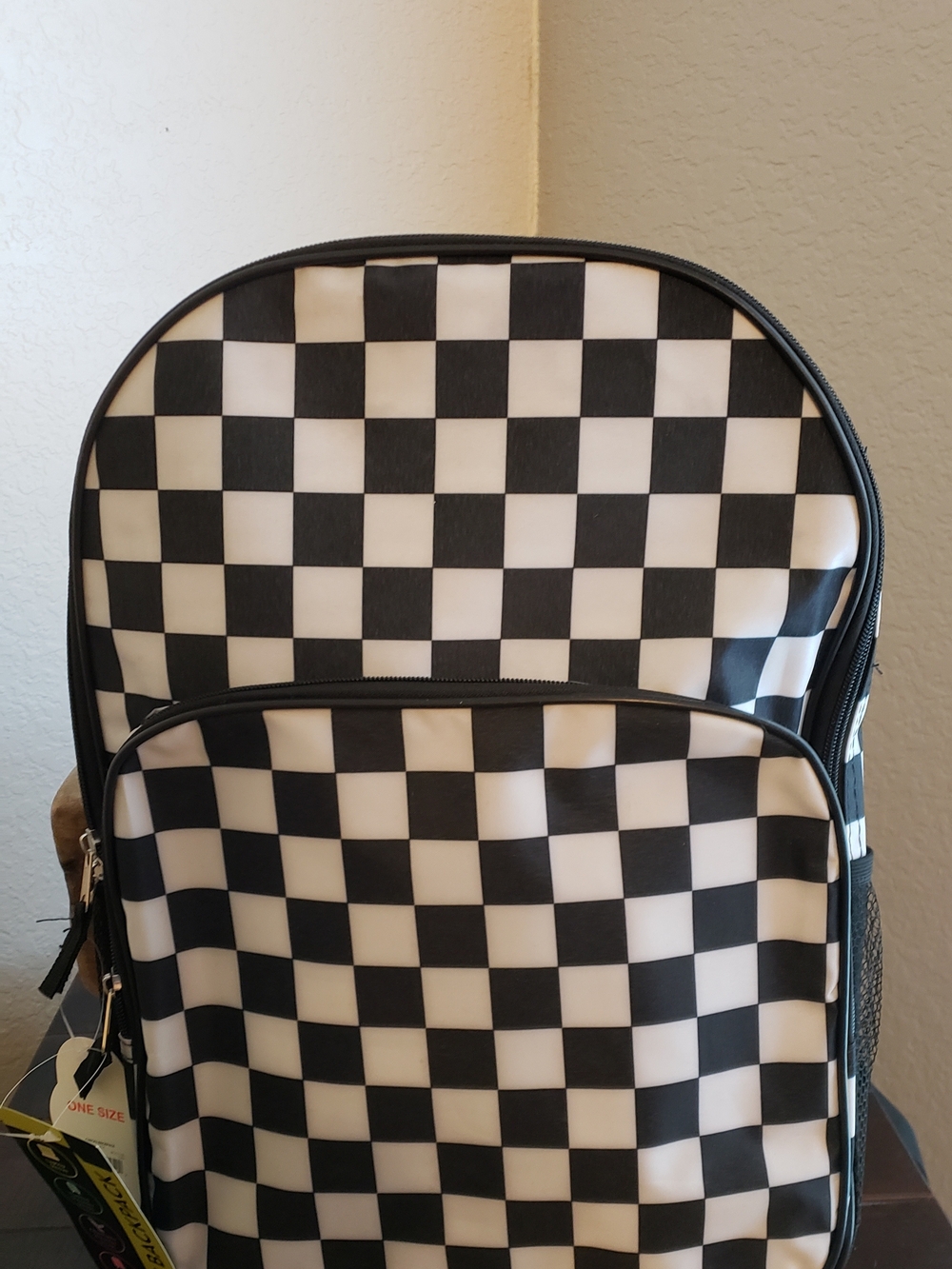 wonder nation Black and White Checkerboard Backpack for Men